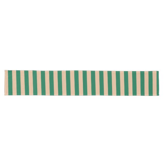 Chemin De Table Long Camel Beige & Classic Green Bande (Horizontal)