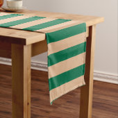 Chemin De Table Long Camel Beige & Classic Green Bande (In Situ)