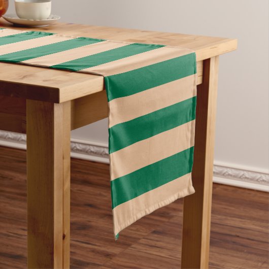 Chemin De Table Long Camel Beige & Classic Green Bande (In Situ)