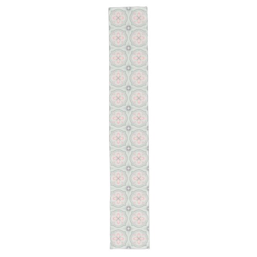 Chemin De Table Long Carreaux Floraux Pastel Vert (Devant)