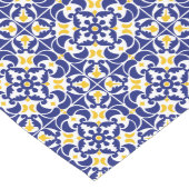 Chemin De Table Long Carreaux méditerranéens Motif bleu et jaune (Coin)