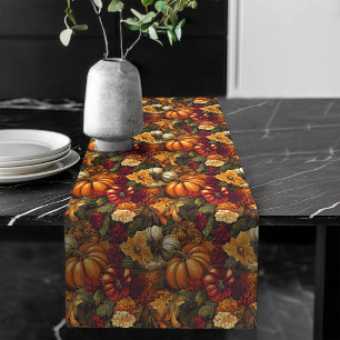 Chemin De Table Long Charmant Automne Floral Citrouille Motifs de récol