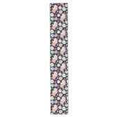 Chemin De Table Long Chat Blanc Pastel Floral Noir Botanique Romantique (Devant)