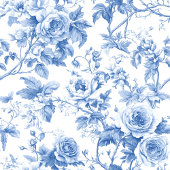 Chemin De Table Long Chic Blue French Toile Roses Floral Table Runner