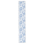 Chemin De Table Long Chic Blue French Toile Roses Floral Table Runner (Devant)