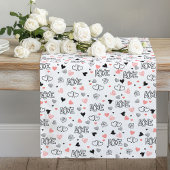 Chemin De Table Long Chic Love Lettering Pink Black Heart Table Runner