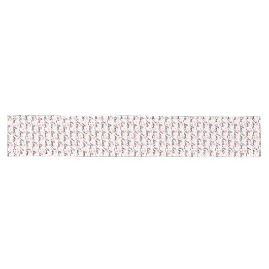 Chemin De Table Long Chic Wedding Gift Pink Black Love Lettering Hearts (Horizontal)