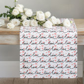 Chemin De Table Long Chic Wedding Gift Pink Black Love Lettering Hearts