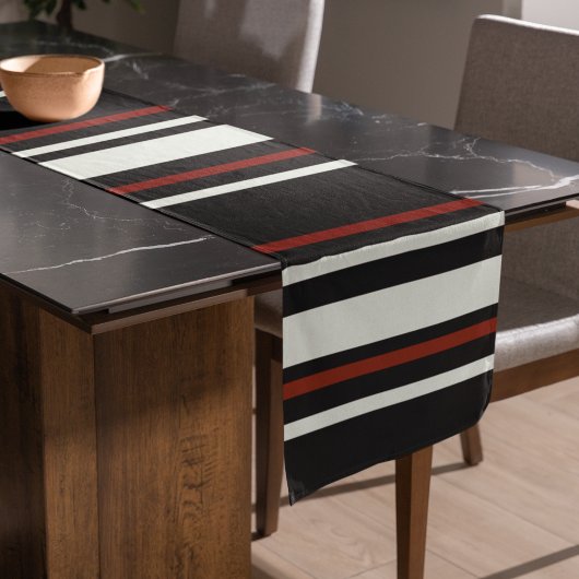 Chemin De Table Long Chocolat foncé rayures Brown