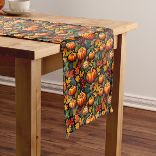 Chemin De Table Long Citrouilles en Feuille avec baies (In Situ)