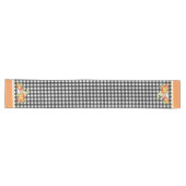 Chemin De Table Long Citrouilles sur Gingham Noir (Horizontal)