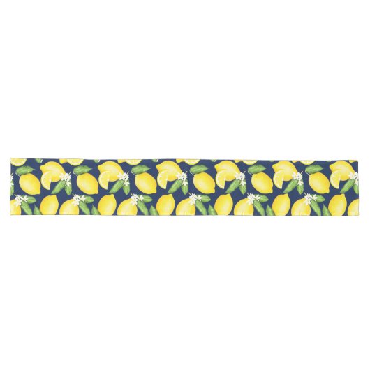 Chemin De Table Long Citrus Botanique Citron bleu marine (Horizontal)