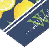 Chemin De Table Long Citrus Citron Botanique Élégant Monogramme Marine (Coin)