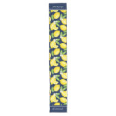 Chemin De Table Long Citrus Citron Botanique Personnaliser Marine Bleu (Devant)