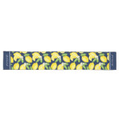 Chemin De Table Long Citrus Citron Botanique Personnaliser Marine Bleu (Horizontal)