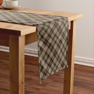 Chemin De Table Long Clan MacKenzie Chasse Brown Tartan Table Runner