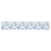 Chemin De Table Long Classic Blue French Toile Roses Floral Table Runne (Horizontal)