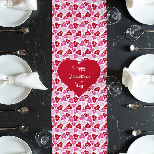 Chemin De Table Long Classic Red Hearts Table Runner Love Gift