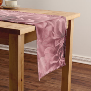 Chemin De Table Long Cluster de Fleurs de Dahlia Rose et de Mauve Lumiè