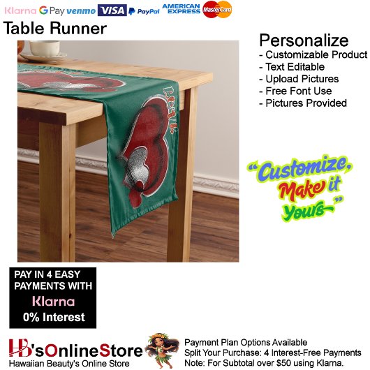 Chemin De Table Long Coeur Magic Green Table Runner Linge de maison