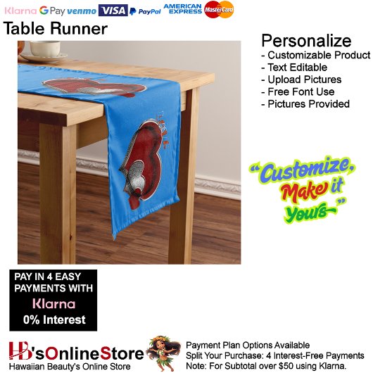 Chemin De Table Long Coeur Magique Bleu Table Runer Linge de maison