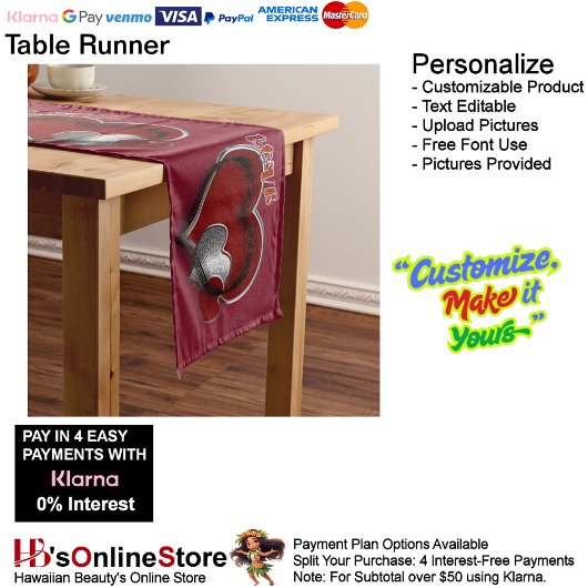 Chemin De Table Long Coeur Magique Maroon Coureur de table Ménage Lin