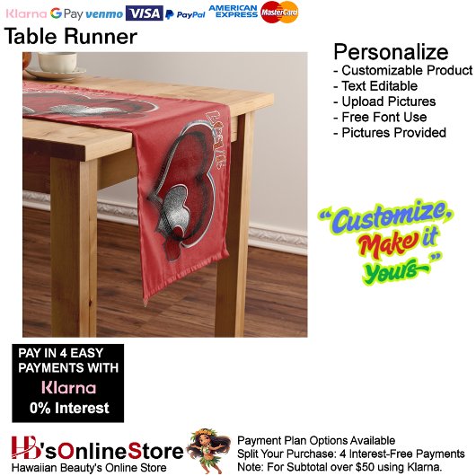 Chemin De Table Long Coeur Magique Rouge Table Runner Linge de maison