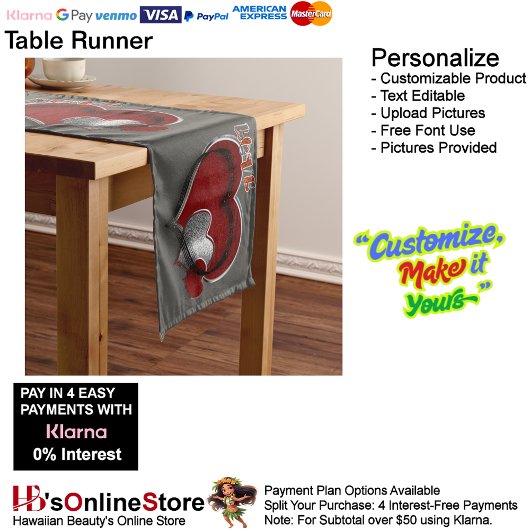 Chemin De Table Long Coeur magique Table à charbon Runner Linge ménager