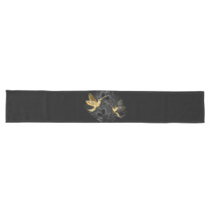Chemin De Table Long Colibri noir et or