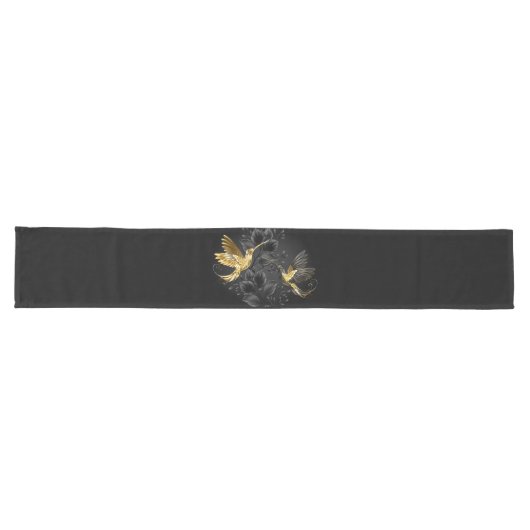 Chemin De Table Long Colibri noir et or (Horizontal)