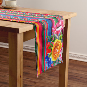 Chemin De Table Long Coloré mexicain Serape & Floral