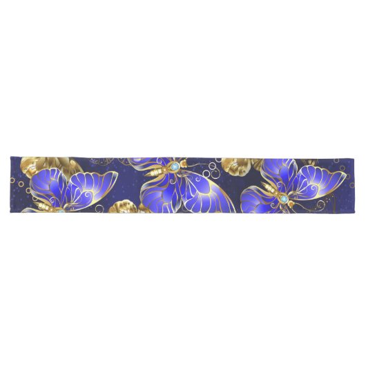 Chemin De Table Long Composition avec papillons Sapphire (Horizontal)