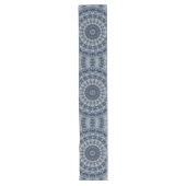 Chemin De Table Long Conception de motif mandala bleu et argenté (Devant)