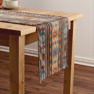 Chemin De Table Long Conception sud-ouest Adobe Grey Brown Tribal Motif