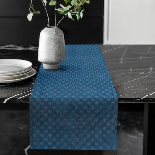Chemin De Table Long Cosy Marine et Bleu Check Table Accent Pièce