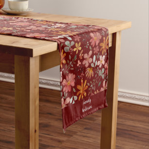 Chemin De Table Long Cottagecore nom fleur sauvage rouge Table Runner