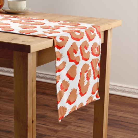 Chemin De Table Long Couleur orange et Empreinte de léopard blanc (In Situ)