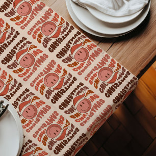 Chemin De Table Long Couleur Pastel Noël Runner Groovy 70s Vintage Tabl