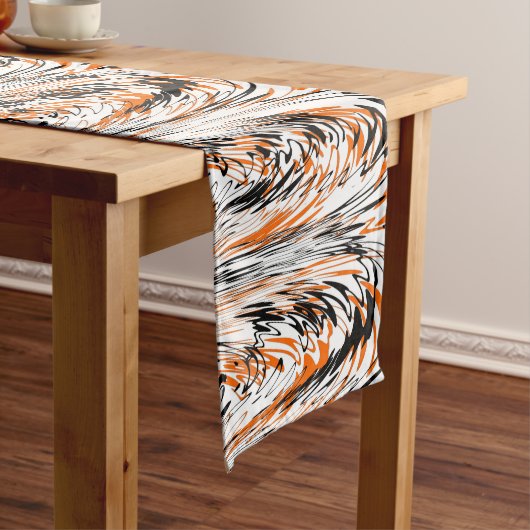Chemin De Table Long Couleurs Bengale Lignes Orange et Noires Ondulées (In Situ)