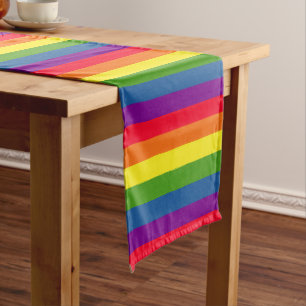 Chemin De Table Long Couleurs colorées d'arc-en-ciel de rayures