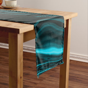 Chemin De Table Long Courbes en bleu turquoise foncé, ciel profond ou c