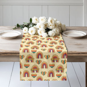 Chemin De Table Long Coureur de table bohème groovy Art de table pastel