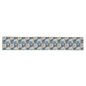 Chemin De Table Long Coureur de table chic fleurs bleues et blanches (Horizontal)