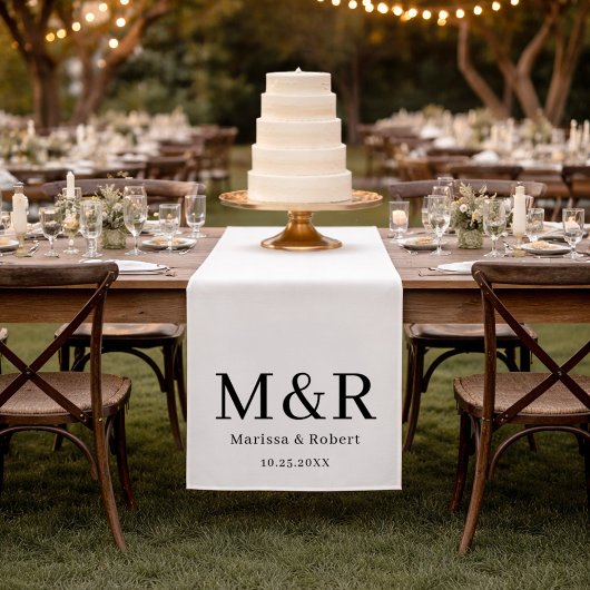 Chemin De Table Long Coureur de table de mariage à monogramme de couple
