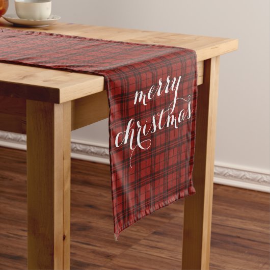 Chemin De Table Long Coureur de table festif « Joyeux Noël » à carreaux (In Situ)