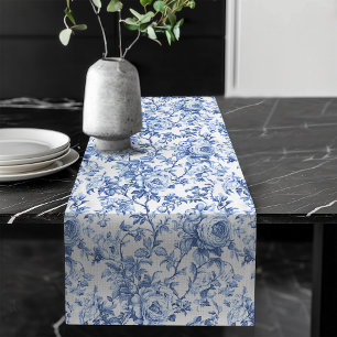 Chemin De Table Long Coureur de table floral de roses de toile français