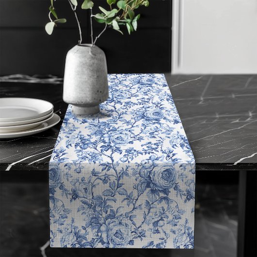 Chemin De Table Long Coureur de table floral de roses de toile français