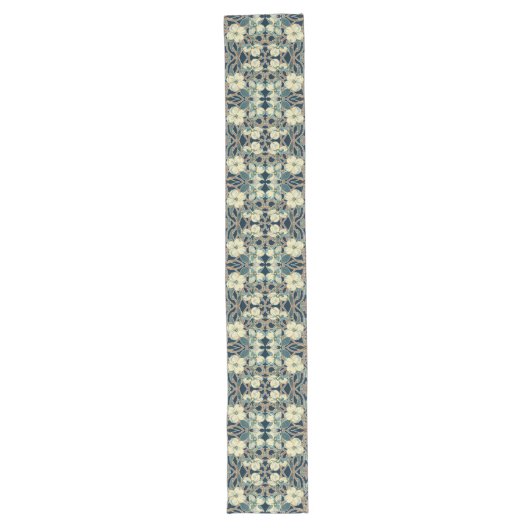 Chemin De Table Long Coureur de table Motif de Dogwood Bleu (Devant)