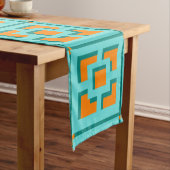 Chemin De Table Long Coureur de table Retro Turquoise et Orange Trellis (In Situ)