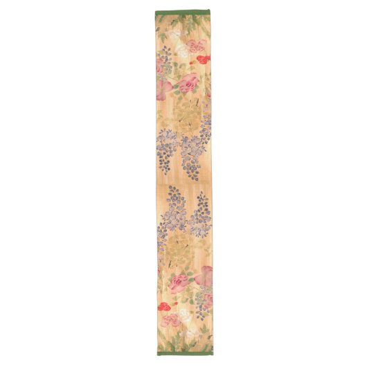 Chemin De Table Long Coureur floral de Tableau de fleurs roses (Devant)